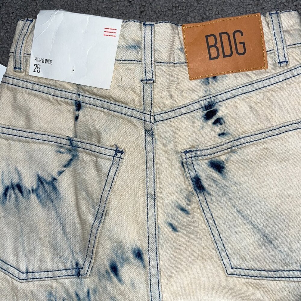 BDG Urban Outfitters HIGH & WIDE Cream & Blue Tie Dye Jeans Pants - NWT - 25 - Picture 5 of 14
